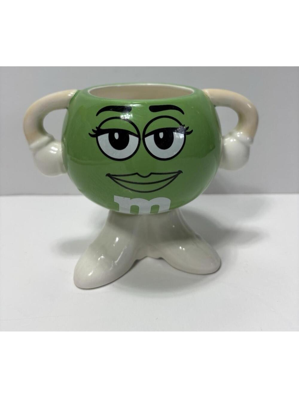Green M&M Candy Mug 3D Sassy Girl Double Handle Display Only * Damaged*